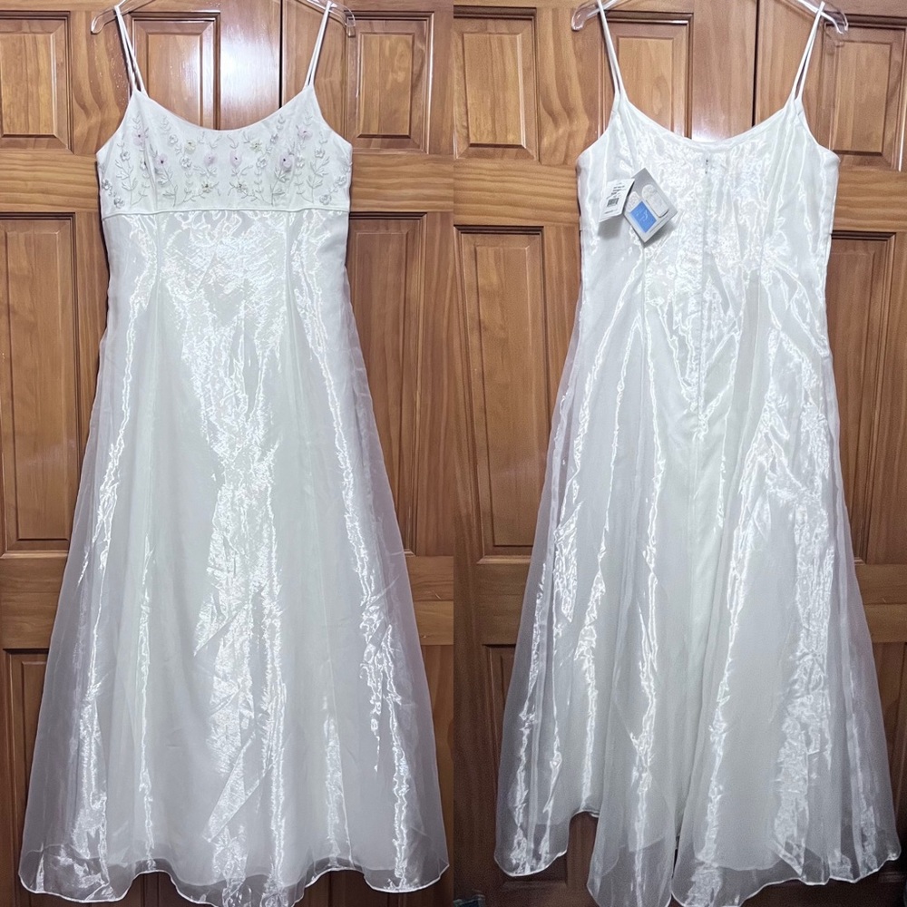 Gunne Sax Jessica McClintock Vintage Ivory Formal Prom Maxi Dress Size 13 NWT